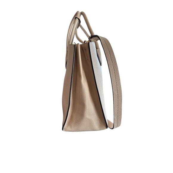 Michael Kors Mercer Beige Saffiano Leather Top Handle Bag Gold Hardware Sz L - Picture 4 of 14